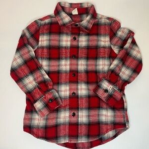 Gap Toddler 100% Organic Cotton Flannel Button Down Shirt in Archive Red Plaid